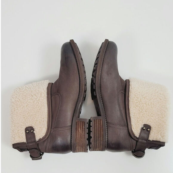 UGG ALDON STOUT WATER RESISTANT SHEARLING LINED ANKLE BOOTS IN BROWN, SZ 8 - Picture 10 of 16
